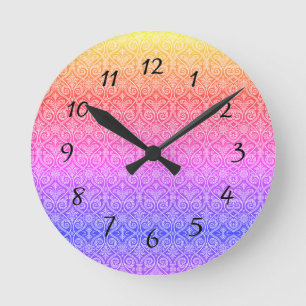 Hübsch Damask Rainbow Pattern Modernes Runde Wanduhr