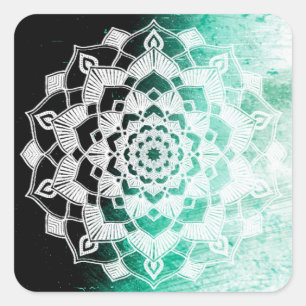 Hübsch Deep Green Mandala Abstrakt Quadratischer Aufkleber