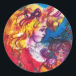 HÜBSCH DOLL RUNDER AUFKLEBER<br><div class="desc">Farbenfrohe,  wunderschöne antike Puppe,  Weihnachtsschmuck mit einem kleinen blonden Mädchen,  originelle Aquarellmalerei von Bulgan Lumini (c).</div>