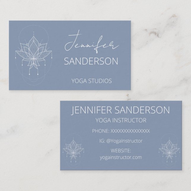 Hübsch Duck Egg Blue Boho Floral Lotus Yoga Visitenkarte (Vorne/Hinten)