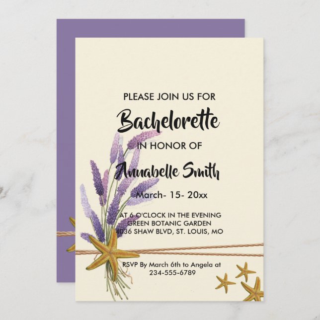hübsch Einfache Seesternbachelor Einladung (Vorne/Hinten)