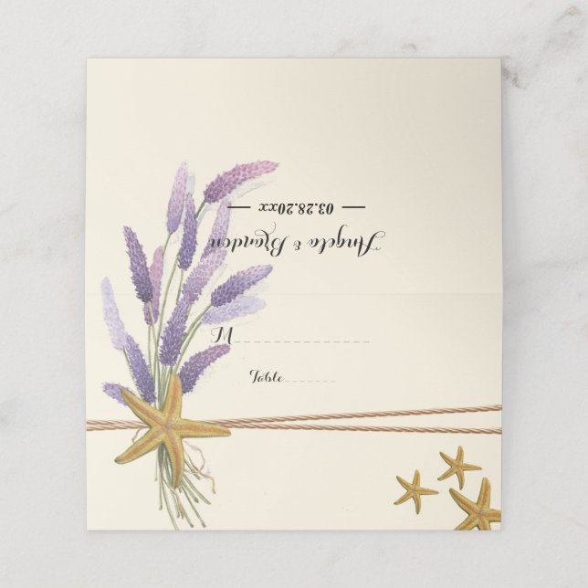 hübsch Einfache Seesterne Platzkarte (Außenseite Aufgefaltet)