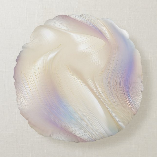 Hübsch Elegant Pearl Aqua Lila Rundgang Kunstgiess Rundes Kissen (Vorderseite)