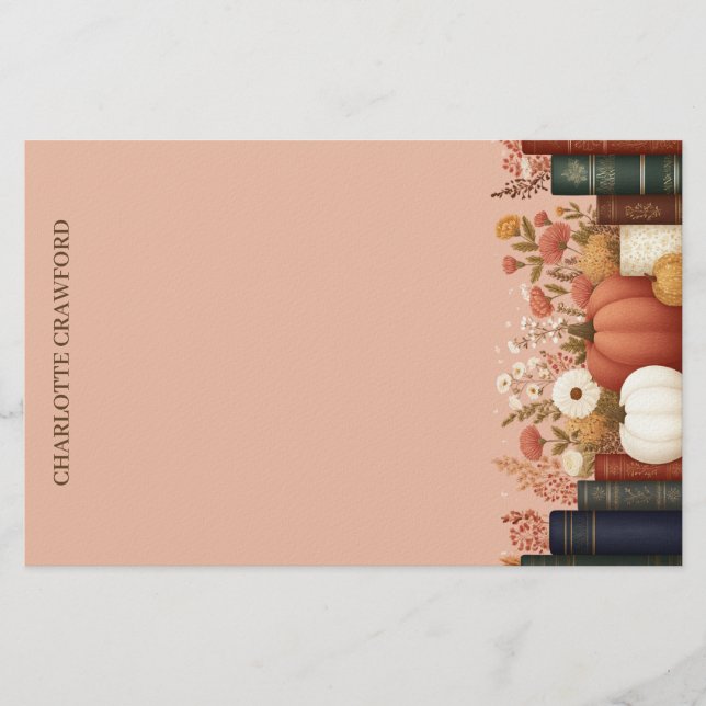 Hübsch Fall Floral Bookish Briefpapier (Vorderseite)