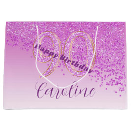 Hübsch Falling Pink Glitzer 90. Geburtstag Große Geschenktüte