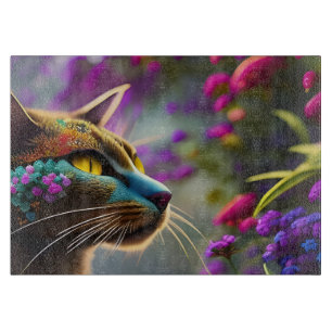 Hübsch Fantasy Blume Cat Schneidebrett