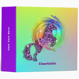 Hübsch Fantasy Rainbow Unicorn Personalisiert 5,1 Cm Ordner