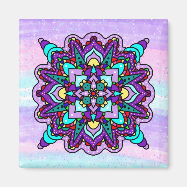 Hübsch farbenfroh Lila Mandala Mystical Magnet (Vorne)