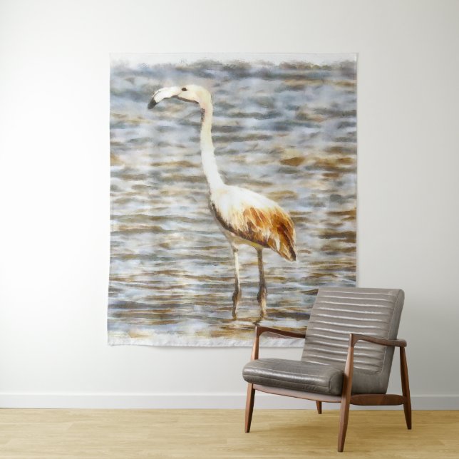 Hübsch Flamingo Fledgling Watercolor Wandteppich (Beispiel)