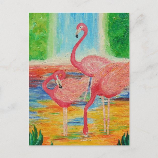 Hübsch Flamingos Postkarte (Vorderseite)
