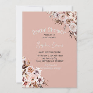 Hübsch Floral Boho Tan Brautparty Einladung