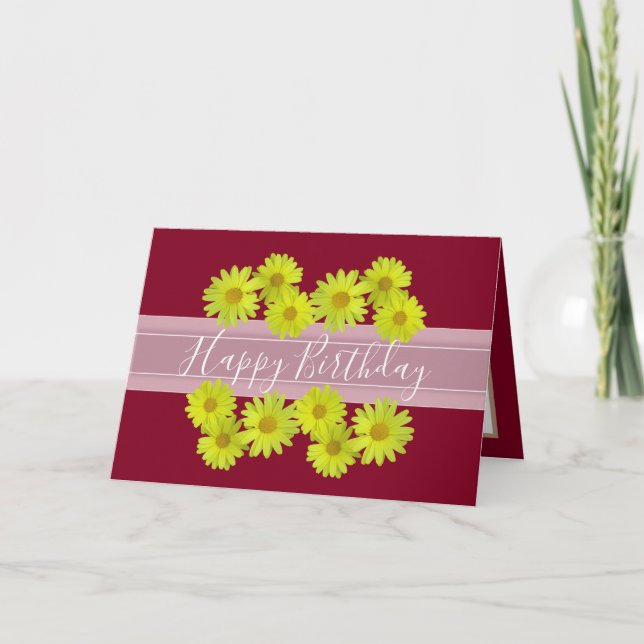 Hübsch Floral Bouquet Daisy Blume Red Birthday Karte (Vorderseite)