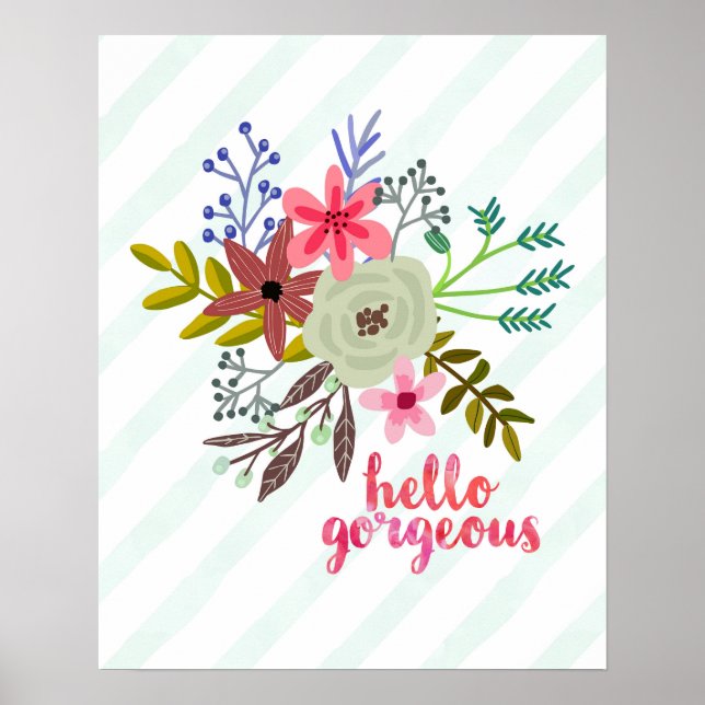 Hübsch Floral Bouquet Hello Gorgeous Poster (Vorne)