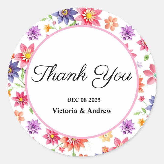 Hübsch Floral Danke Stickers (Vorderseite)