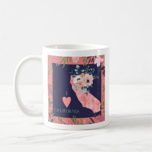 Hübsch Floral I Liebe California Staat Karte Kaffeetasse
