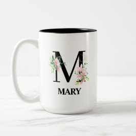 Hübsch Floral m Initial Mit Monogramm Zweifarbige Tasse