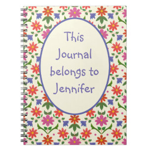 Hübsch Floral Rangoli auf Ecru Spiral Notebook Notizblock