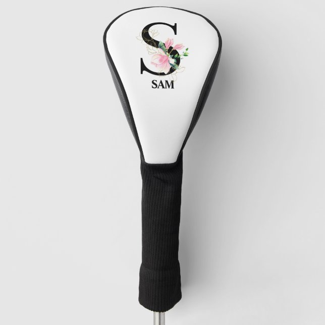 Hübsch Floral S Initial Mit Monogramm Golf Headcover (Vorderseite)