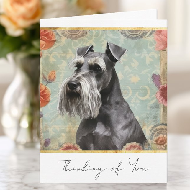 Hübsch Floral Schnauzer (Schnauzer Thinking of You Card)