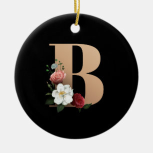 Hübsch florale Monogramm B Keramik Ornament