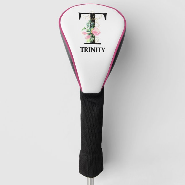 Hübsch florale T Initial Mit Monogramm Golf Headcover (Vorderseite)