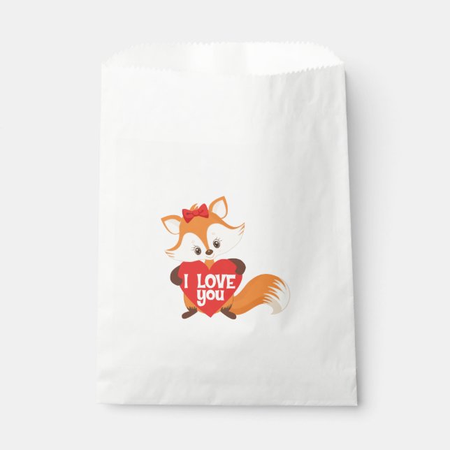 Hübsch Fox I Liebe Sie Herz Geschenktütchen (Vorderseite)