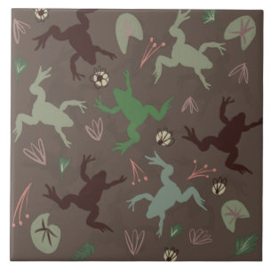 Hübsch Frog Grüne Botanische Keramik Fliese