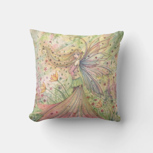 Hübsch Garden Blume Fairy Throw Kissen (Vorderseite)