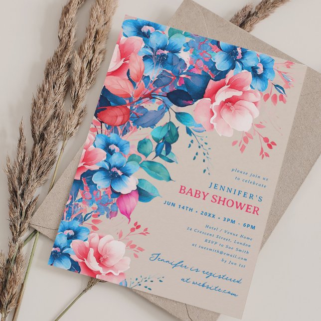 Hübsch Garden Floral Baby Dusche Champagner Einladung (Pretty Garden Floral Baby Shower Champagne Invitation)