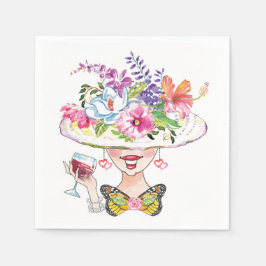 Hübsch Garden Party Lady & Butterfly Paper Napkin Serviette