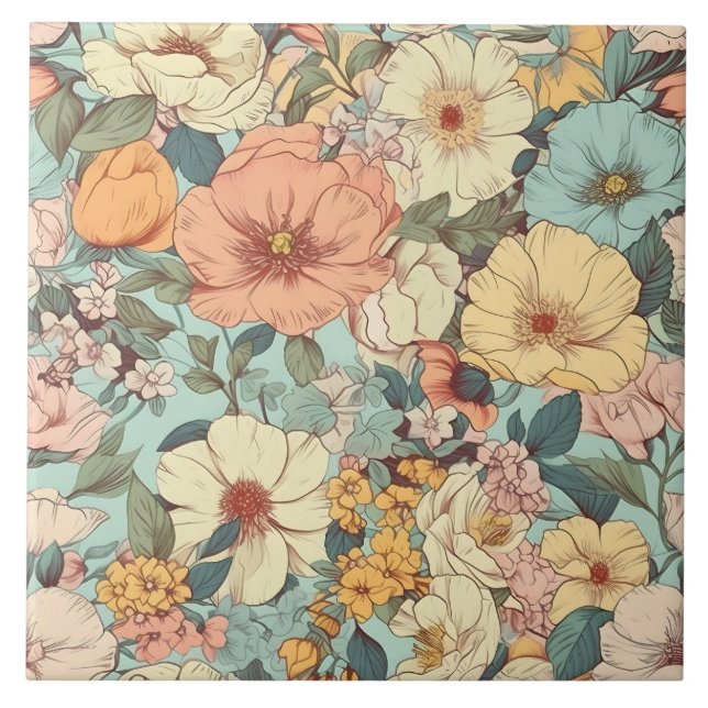 Hübsch Gartenblume Fliese (Vorderseite)