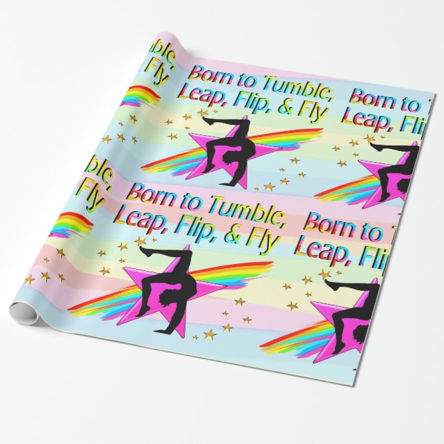HÜBSCH GEBOREN ZU TUMBLE GYMNASTIC GIFT WRAP GESCHENKPAPIER (Ungerollt)