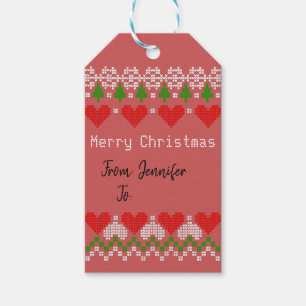 Hübsch geknetetes Garn Print X-Mas Strick Muster R Geschenkanhänger