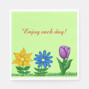 Hübsch-Gelb-Blau-Lila-Blumenpapier Napkins Serviette