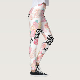 Hübsch-gelb-rosa Blumenfarbe Leggings