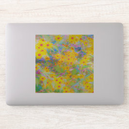 Hübsch-Gelb-Rot-Blume mit Türkis Aufkleber