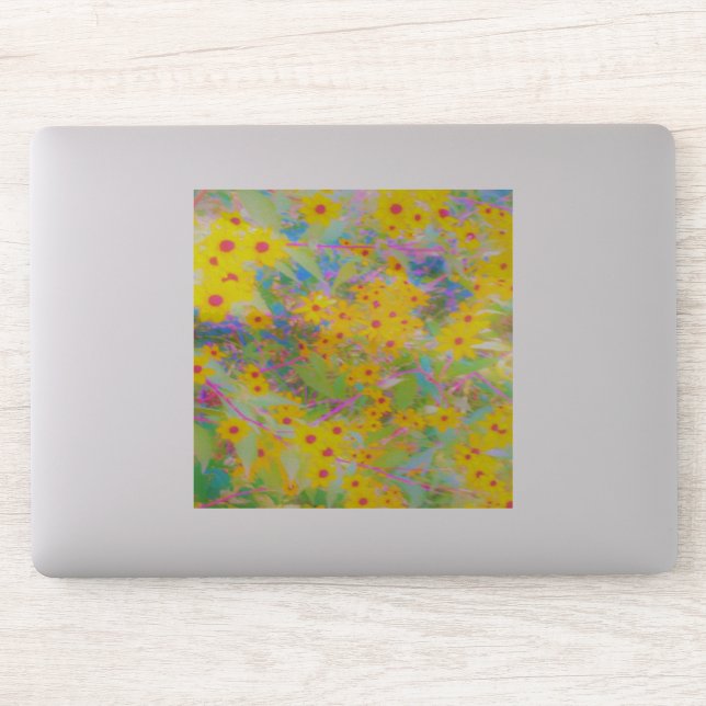 Hübsch-Gelb-Rot-Blume mit Türkis Aufkleber (Computer)