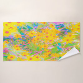 Hübsch-Gelb-Rot-Blume mit Türkis Badehandtuch