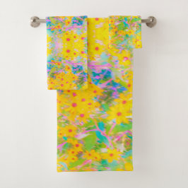 Hübsch-Gelb-Rot-Blume mit Türkis Badhandtuch Set