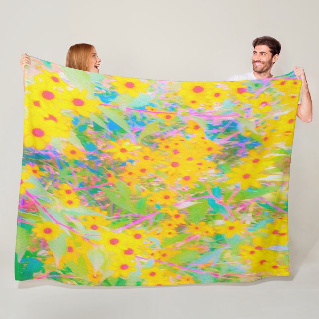 Hübsch-Gelb-Rot-Blume mit Türkis Fleecedecke (Beispiel)