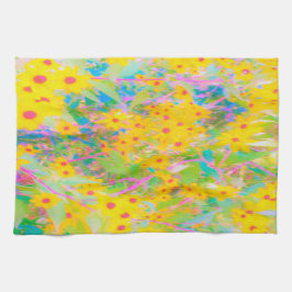 Hübsch-Gelb-Rot-Blume mit Türkis Geschirrtuch