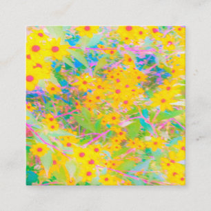 Hübsch-Gelb-Rot-Blume mit Türkis Quadratische Visitenkarte