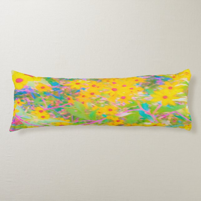 Hübsch-Gelb-Rot-Blume mit Türkis Seitenschläferkissen (Vorderseite)