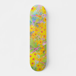 Hübsch-Gelb-Rot-Blume mit Türkis Skateboard