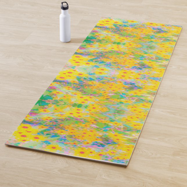 Hübsch-Gelb-Rot-Blume mit Türkis Yogamatte (Beispiel)