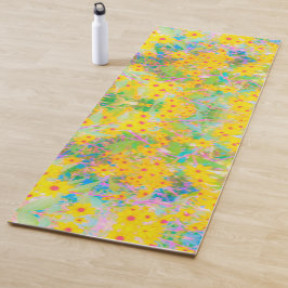 Hübsch-Gelb-Rot-Blume mit Türkis Yogamatte