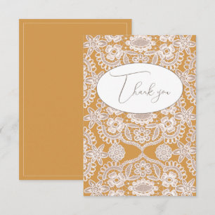 Hübsch-Gelb-Vintage Spitzenfläche Danke-Karte Dankeskarte
