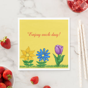 Hübsch-gelb-violette Blüten Gelbe Napkins Serviette