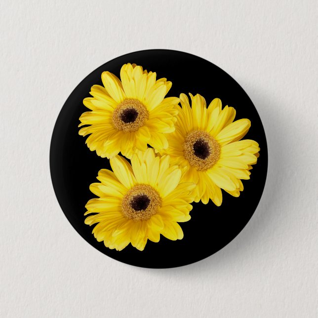 Hübsch-Gelbe Gerber-Daisy-Nah-Up-Fotografien Button (Vorderseite)