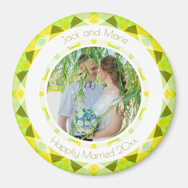 Hübsch-Gelbe Hochzeitsnacht-Foto-Geschenk Magnet (Vorne)